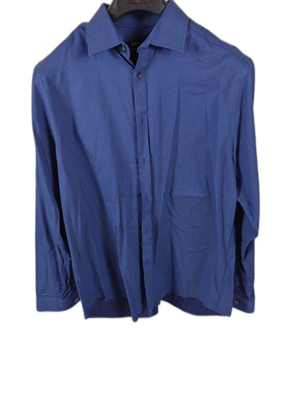 Men’s Michael Kors Dress Shirt Blue Geometric 17 34/35